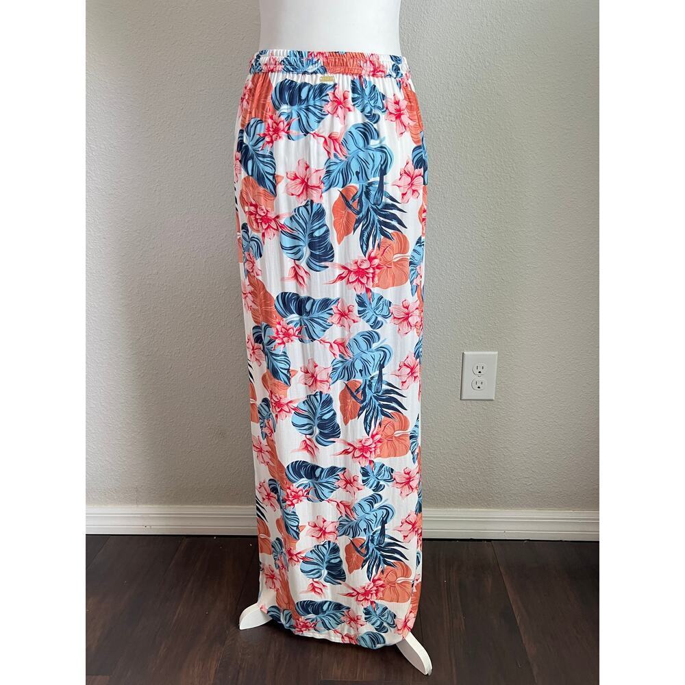 New Roxy She Cares Floral Maxi Skirt Women's S Tropical Beach Swim Hawaiian - Picture 7 of 11